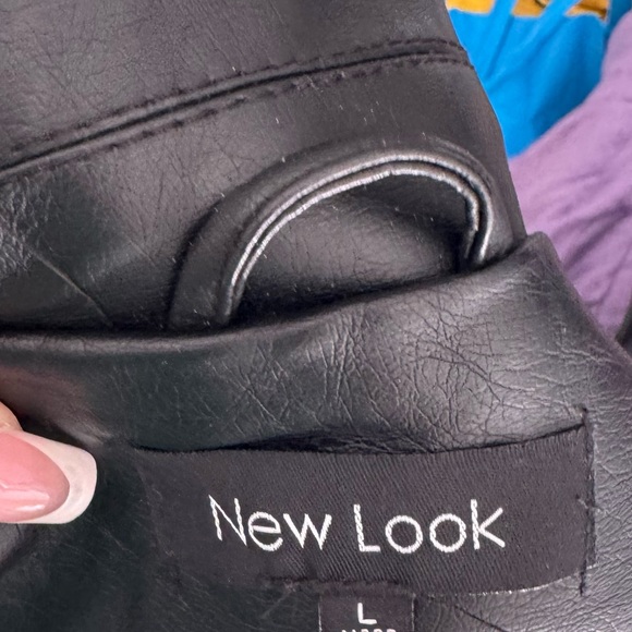 Black leather effect biker jacket - Picture 7 of 8